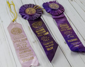 1940s 1960s Vintage Horse Show Ribbons National Western Stock Show Denver Colorado Equestrian