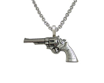 Modern Revolver Pistol Gun Necklace