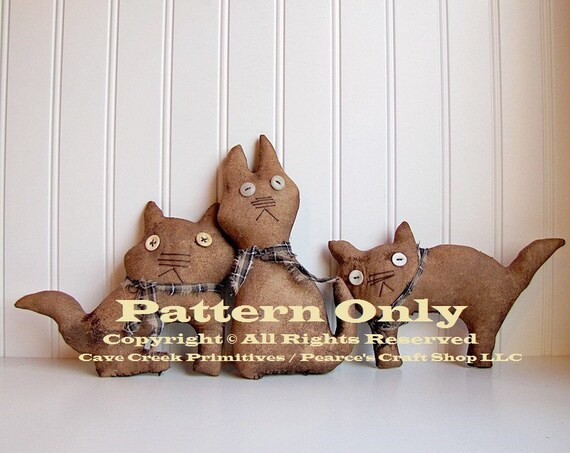Primitive Cats Trio Pattern Cat Patterns Primitive Animal