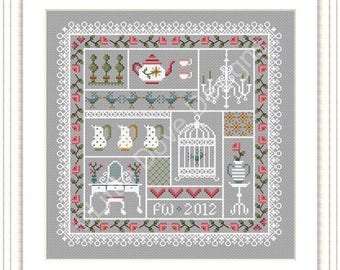 Shabby Chic Cross Stitch Sampler FULL Kit