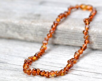 Cognac Baltic amber teething necklace