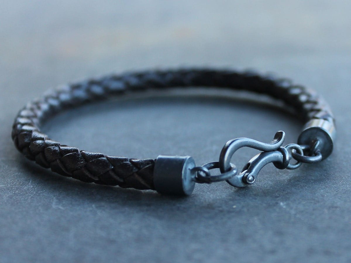 Mens Leather Bracelet black braid bracelet Braided jewelry