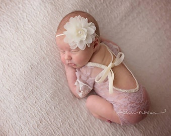 Newborn photo prop, Baby photo prop, Newborn romper, Baby romper, lace baby romper, newborn lace romper, baby romper set, newborn romper set