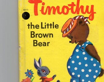Vintage Junior Elf Book 1967 Timothy the Little Brown BearWritten/Illustrated by Jane Flory Cute Story of Bear and School w/Great Artwork!