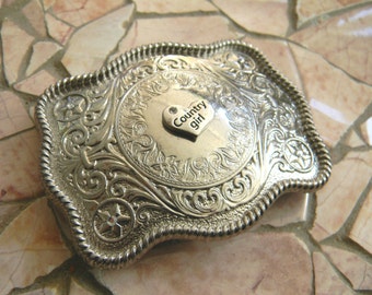 Cowgirl Belt Buckle, Simply Southern Silver Belt Buckle, Western Womens Country Girl Gift, Cowgirl Western Wear, Pageant OOC, Rhinestone