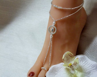 Pearl Beach Wedding Barefoot Sandal Barefoot Sandal Foot Jewelry Beach Wedding Barefoot Sandals Silver Anklet