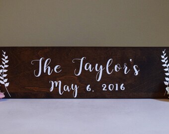 Last Name Rustic Sign- Wedding Date Woodland Sign- Wedding Gift Wood Sign - Established Family Custom Decor Sign - Fireplace Mantle Sign