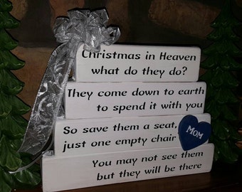 Christmas in Heaven What do they Do Memorial Sign, Blue and white... May be personalized...Rustic Treasures by Jordan's Designs