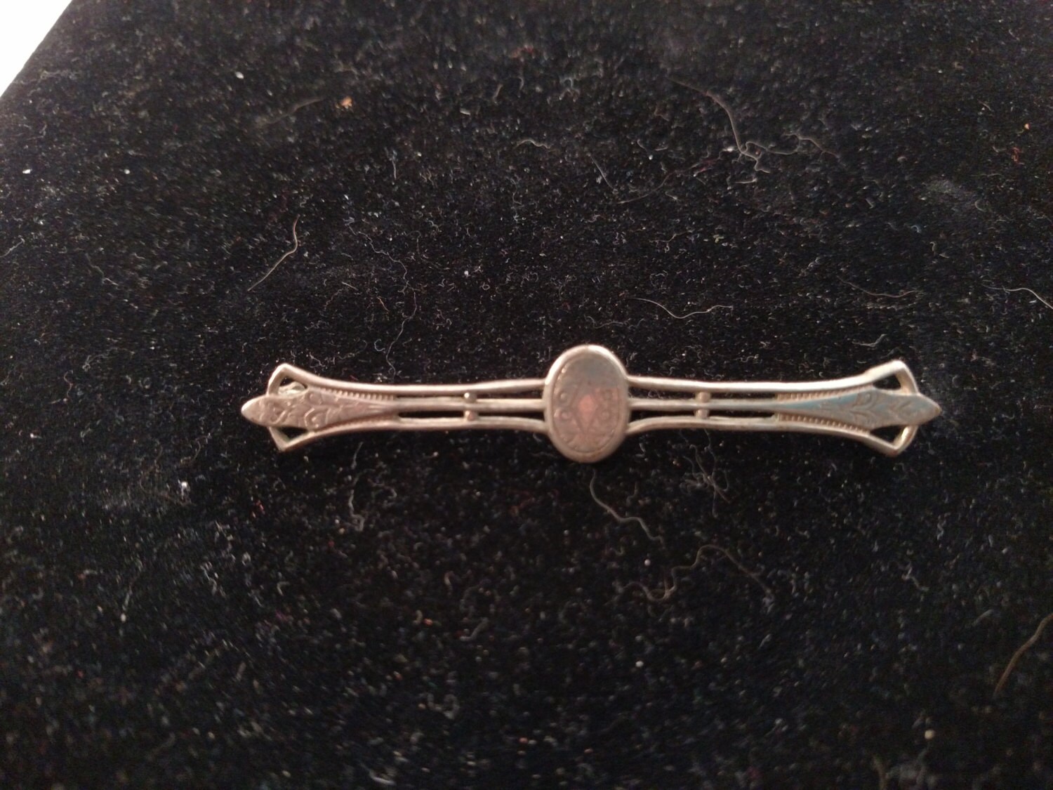 Victorian Bar Pin Sterling Silver Front C Clasp Etched