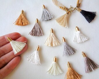 Mini Tassel Charms, 2pcs, Jewelry Making Tassels, Mini Tassels, Handmade Tassels