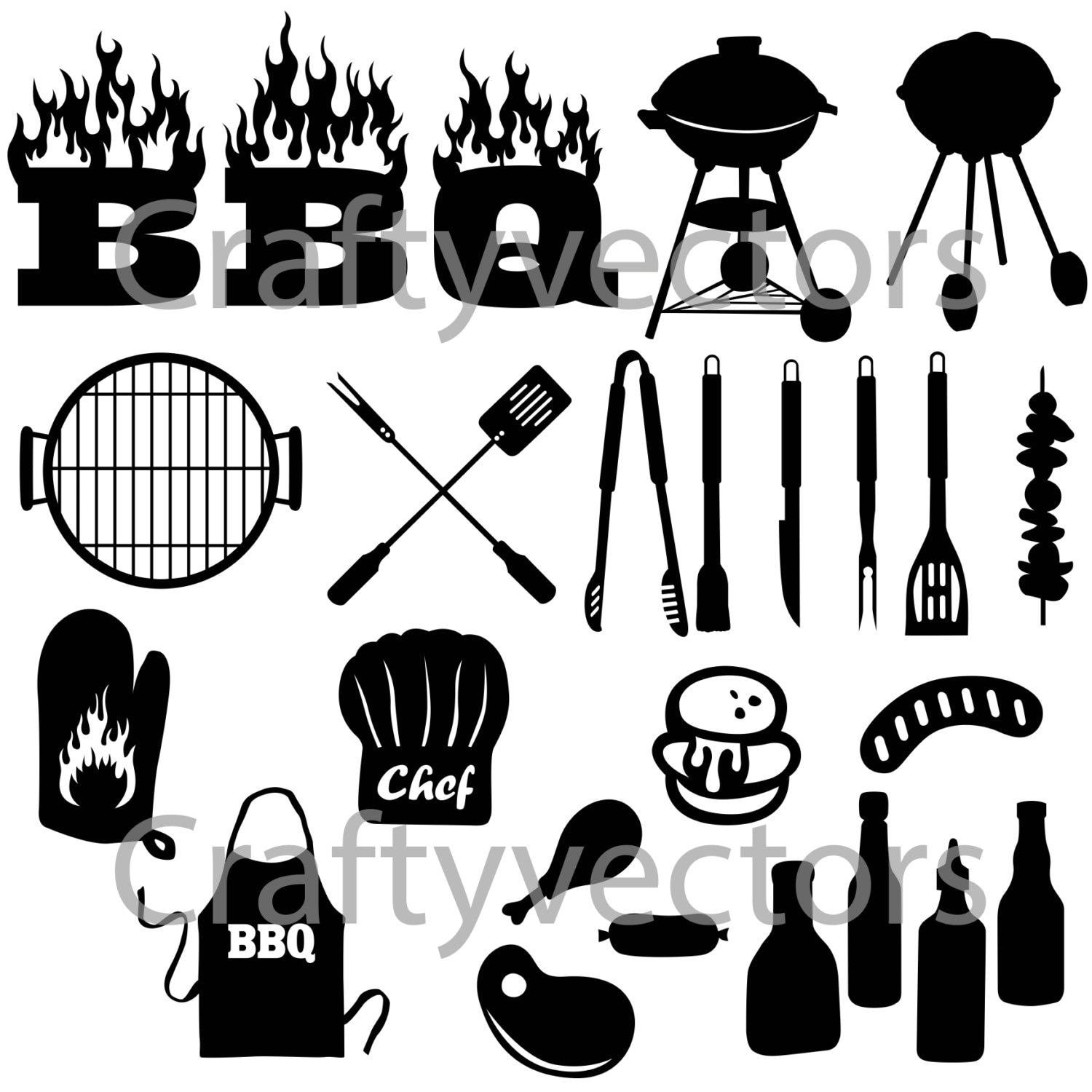 Download BBQ Silhouettes Vector File SVG