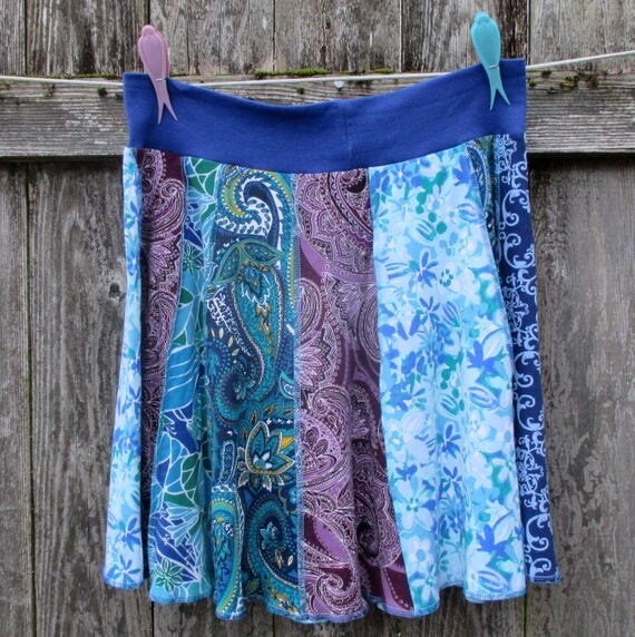 Women's Paneled Skirt Hippie Style Paisley Floral