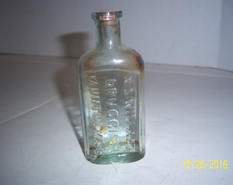 1870's A.L. Willard Taunton, Mass 4 3/4" Aqua Blue Druggist Pharmacist medicine bottle