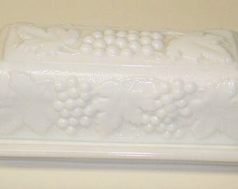 Imperial Milk Glass GRAPE Quarter Pound BUTTER DISH with Lid