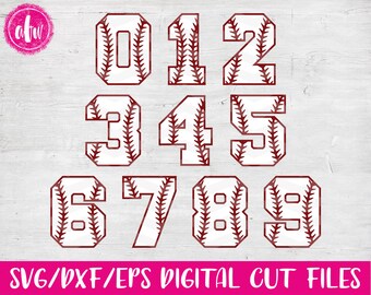 Baseball Numbers, Softball, SVG, DXF, EPS, Cut Files, Sports, Varsity, Laces, Stitches, Vinyl, Silhouette, Cricut