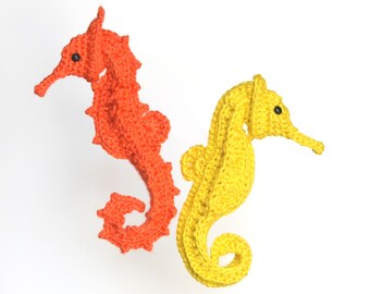 crochet pattern Post-Modern Post-Stitch Seahorse, with variation, downloadable PDF small stuffed animal, ocean life amigurumi fish adorable