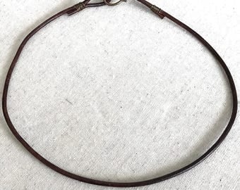 Leather Necklace - Brown Leather Necklace - Bronze Clasp - Plain Leather Necklace - Men's Leather Necklace - Leather Necklace