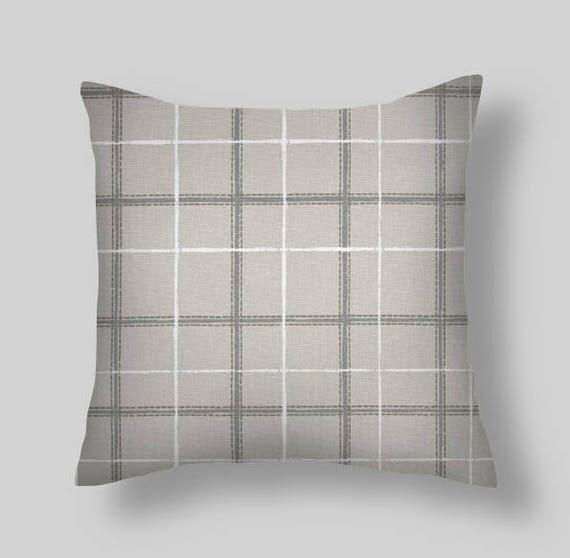 Gray Pillow Gray Plaid Pillow Cover Throw Pillow Pillow
