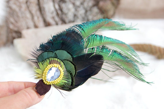 Green Hair Clip Feather Hair Clip Princess Green