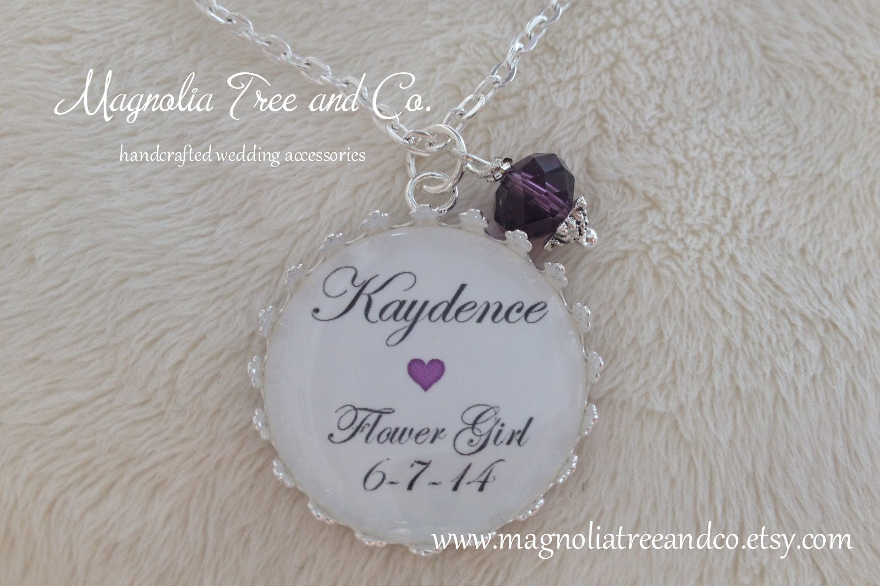 Flower girl necklace bridesmaid necklace bridal pendant