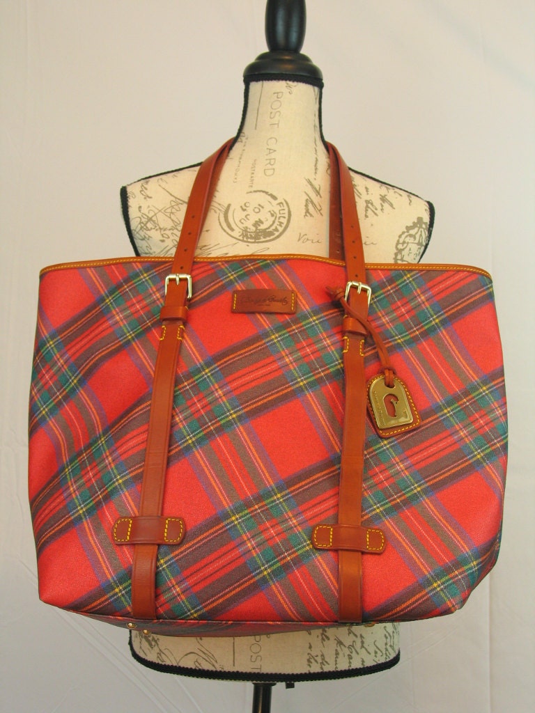 dooney and bourke red plaid handbag