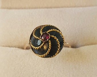 Antique 18k Bloodstone Ruby Ring~Antique Pin Conversion Ring~Size 6 1/2
