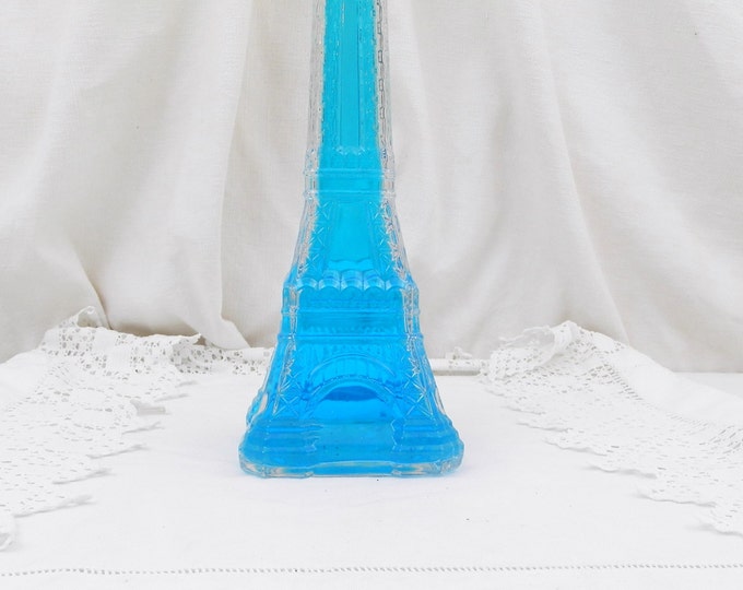 Large Vintage French Mid Century 1960 Retro Eiffel Tower Clear Glass Bottle / Carafe, Parisian 60s Decor, Paris Souvenir from France