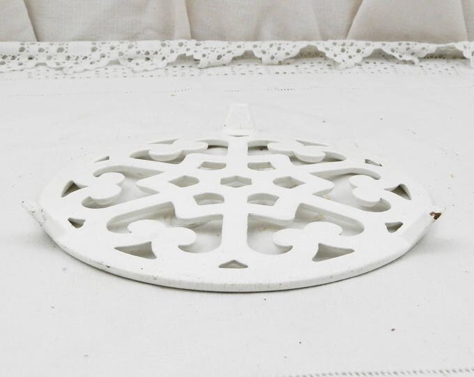 Vintage French Cast Iron White Enamelware Trivet, Hot Plate, Heat Mat, Rustic, Shabby Cottage Kitchen, French Country Decor, Farmhouse Vintage French Cast Iron White Enamelware Trivet, Hot Plate, Heat Mat, Rustic, Shabby Cottage Kitchen, French Country Decor, Farmhouse