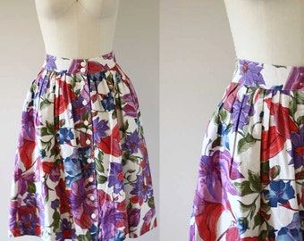 1980s floral circle skirt // vintage circle skirt // vintage skirt