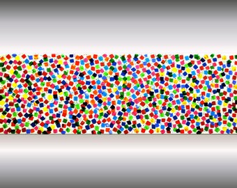Acrylic Painting Abstract Painting Colorful Squares Large Painting Canvas Art Wall Art Original Artwork by Ettis Gallery Fine Art 20 x 60