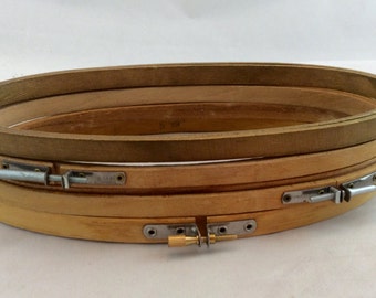 4 Vintage Wood Oval Embroidery Hoops /5 x 9 Oval Embroidery Hoops