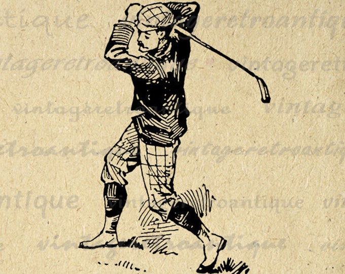 Antiue Golfer Digital Image Download Collage Sheet Golf Printable Graphic Jpg Png Eps HQ 300dpi No.3720