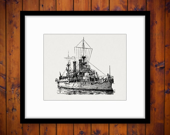 Battleship Digital Printable Download Ship Boat Graphic Image Artwork Antique Clip Art Jpg Png Eps HQ 300dpi No.2818