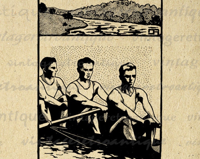 Digital Printable Crew Rowing Image Download Graphic Artwork Antique Clip Art Jpg Png Eps HQ 300dpi No.4141