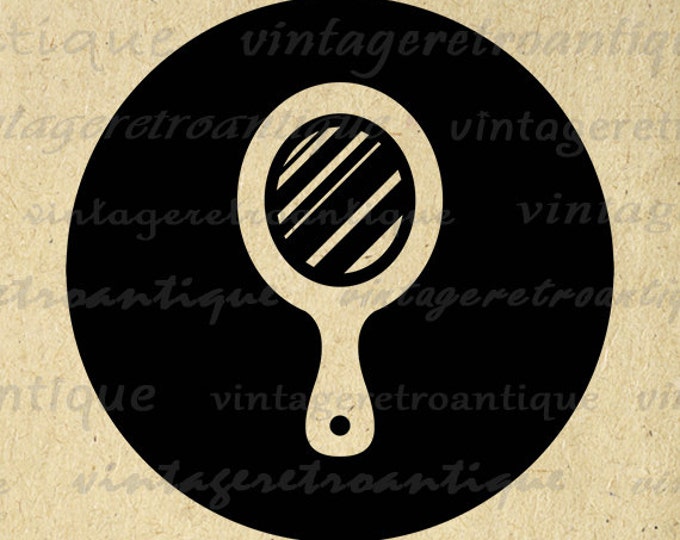 Hand Mirror Graphic Printable Download Barber Salon Icon Hairdresser Image Digital Antique Clip Art Jpg Png Eps HQ 300dpi No.4361