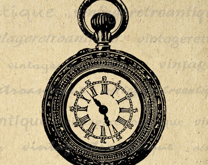 Digital Printable Old Fashioned Pocket Watch Graphic Pocketwatch Download Image Vintage Clip Art Jpg Png Eps HQ 300dpi No.1503