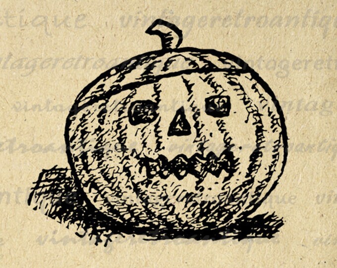 Printable Graphic Jack O Lantern Pumpkin Digital Halloween Download JackOLantern Image Vintage Clip Art Jpg Png Eps HQ 300dpi No.641