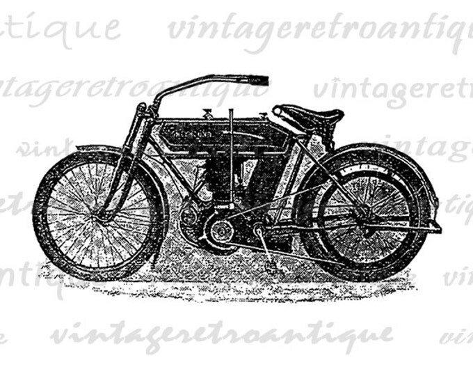 Digital Image Vintage Motorcycle Printable Graphic Download Antique Clip Art Jpg Png Eps 18x18 HQ 300dpi No.3436