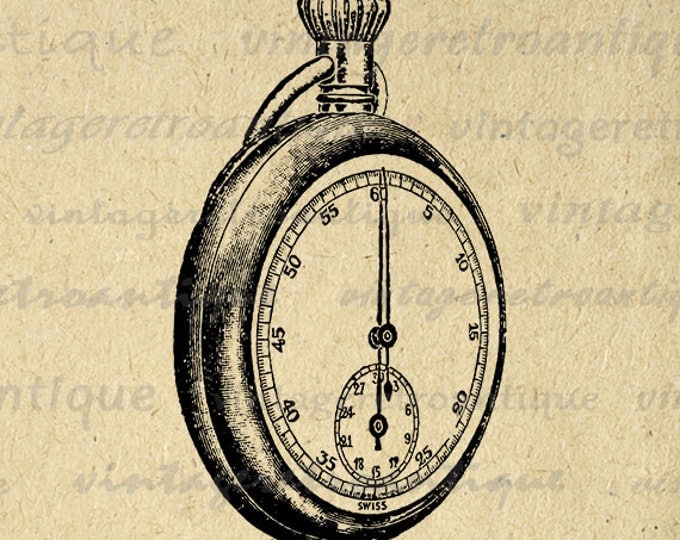 Antique Pocket Watch Digital Image Download Printable Graphic Vintage Clip Art Jpg Png Eps HQ No.1497