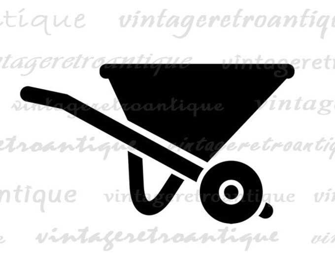 Printable Image Wheelbarrow Icon Digital Gardening Download Construction Graphic Vintage Clip Art Jpg Png Eps HQ 300dpi No.4321