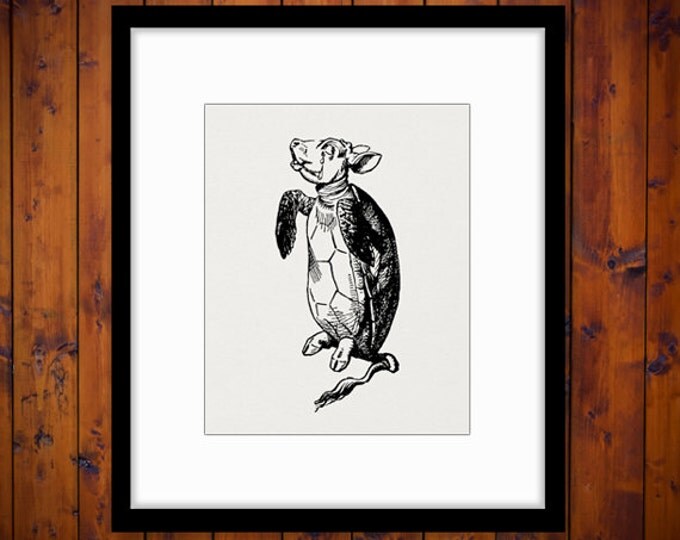 Alice in Wonderland Mock Turtle Image Digital Graphic Download Illustration Printable Artwork Jpg Png Eps HQ 300dpi No.1858