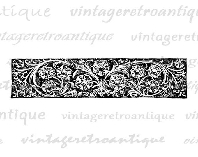 Digital Graphic Floral Flower Banner Printable Download Image Vintage Clip Art for Transfers Printing etc HQ 300dpi No.3544