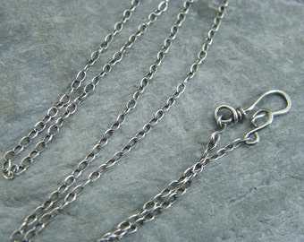 Sterling silver chain ~ Silver necklace ~ Sterling silver trace chain ~ Jewellery making supplies ~ Antique silver ~ Handmade clasp ~ Silver