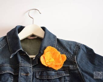 Yellow sunflower, Large sunflower pin, Felt flowers, Wet felted flower, Gift for women, Bridesmaid gift, Summer wedding