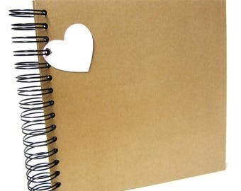 Blank Square Scrapbook 8x8 Vintage Kraft, Photo Album, Guest Book, Card Pages