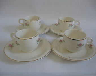 Homer Laughlin Swing Eggshell AD Cup & Saucer, FIVE Demi Sets