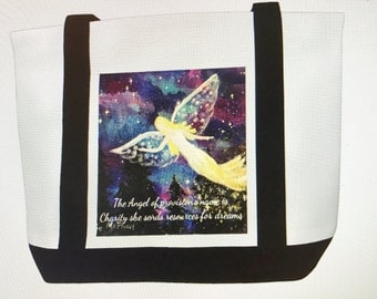 Canvas Tote Bag with The Angel of Faith Original Artwork
