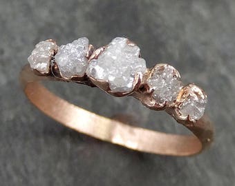 Custom Diamond Rose gold Engagement Ring Rough Gold Wedding Ring diamond Wedding Ring Rough Diamond Ring byAngeline 0530