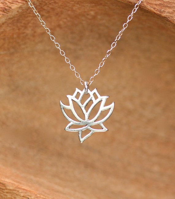Silver lotus necklace gold lotus flower yoga necklace