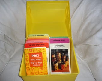 Vintage Betty Crocker's Step By Step Recipe Box Yellow Plastic Recipe Card Library General Mills Card File